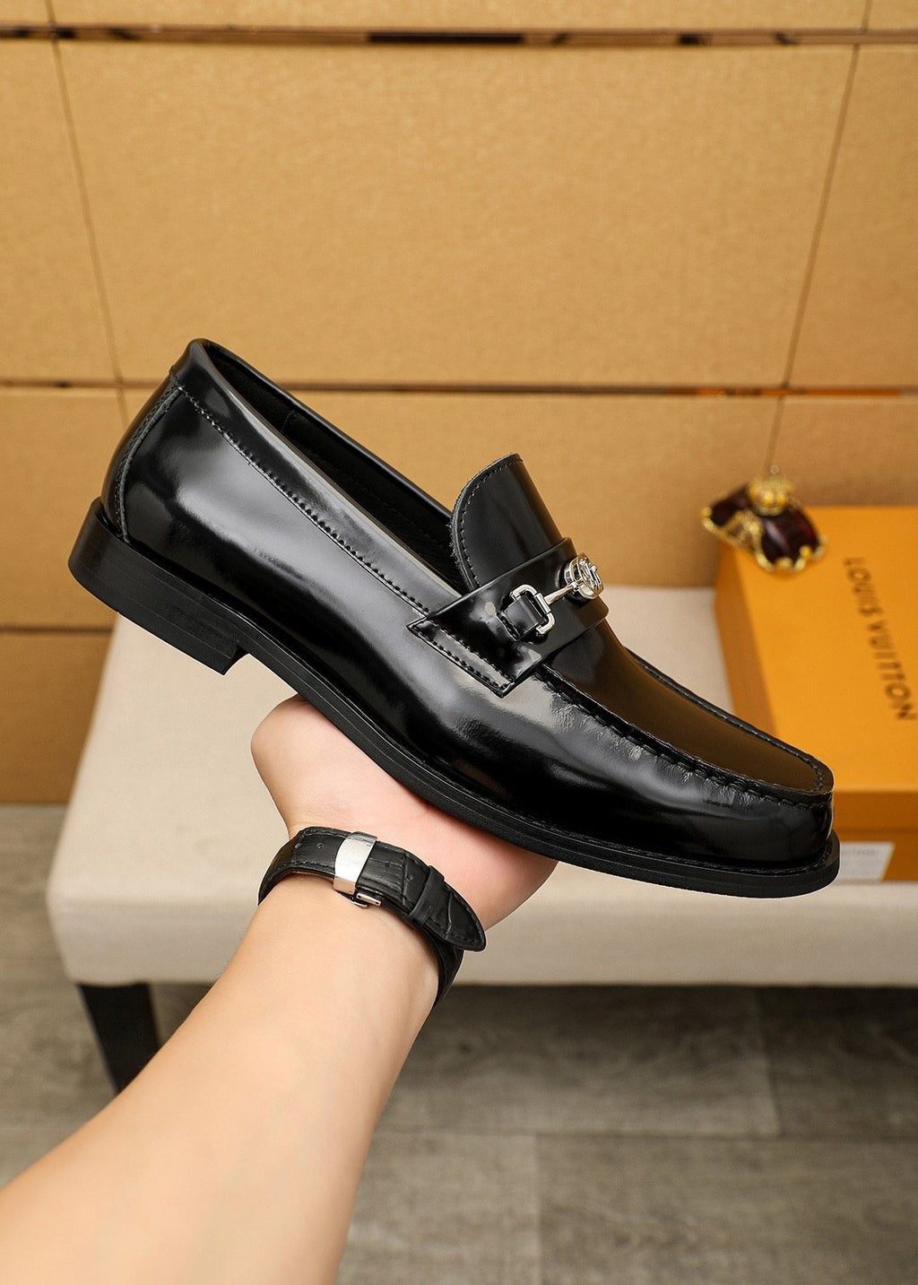 Louis Vuitton Black Metal-Hardware Loafers - Leather Lining